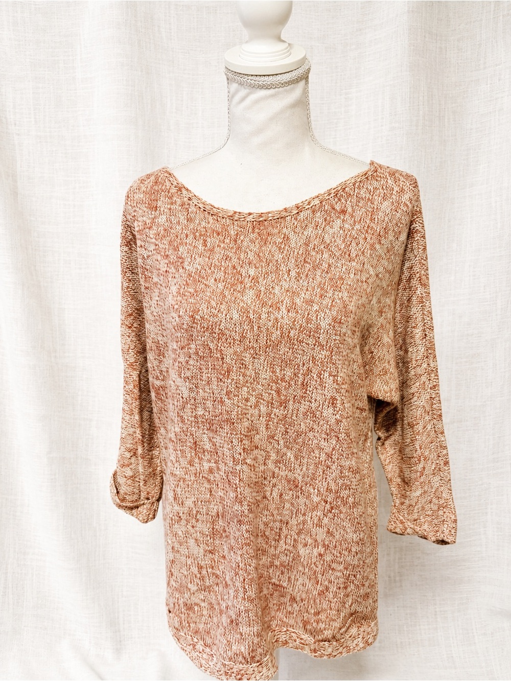Denver Hayes Marled Rust and Cream Knit Pullover